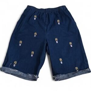 Alfred Dunner Blue Flora Cottage Grandmacore Embroidered Bermuda‎ Jorts 10P